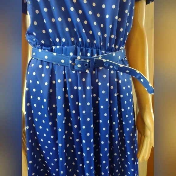 Anthony Richards women's size 8 petite blue with polka dot dress - Picture 2 of 8